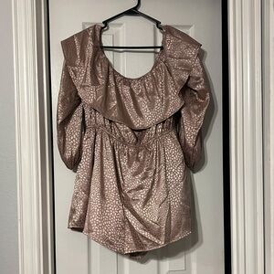 Elegant Metallic Brown Women's Top